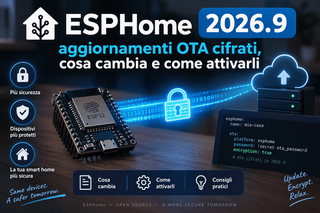 ESPHome 2026.9 aggiornamenti OTA cifrati con Home Assistant